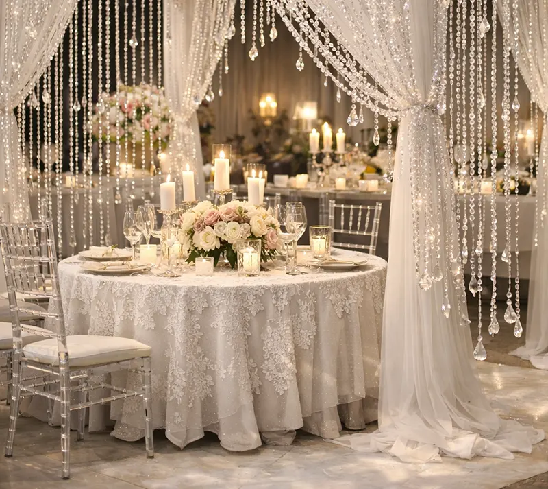 Étterem dekoráció - kristályfüggöny