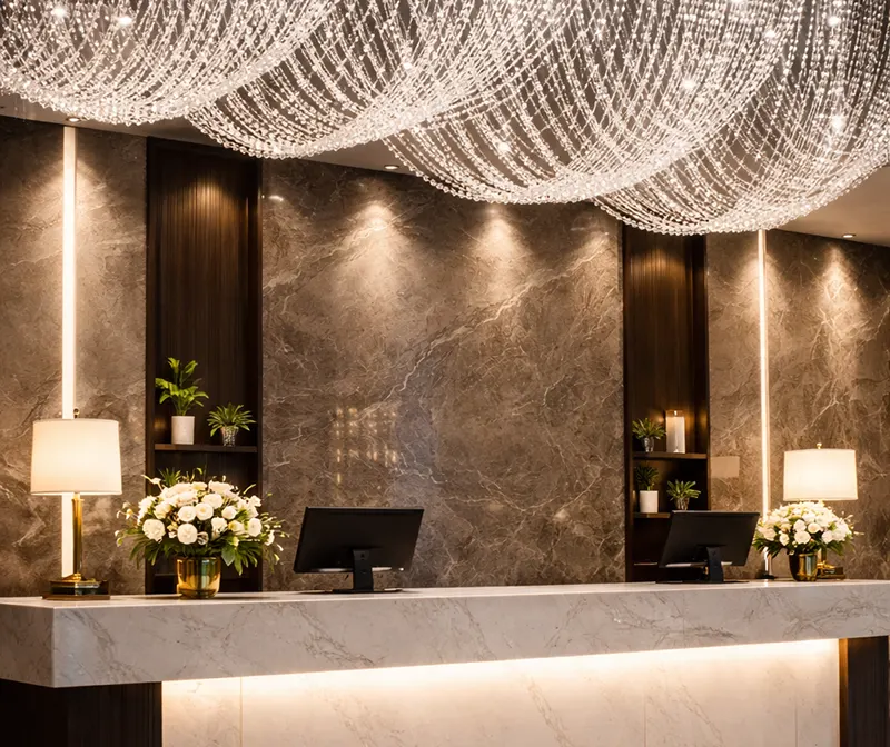 Hotel recepció - kristályfüggöny